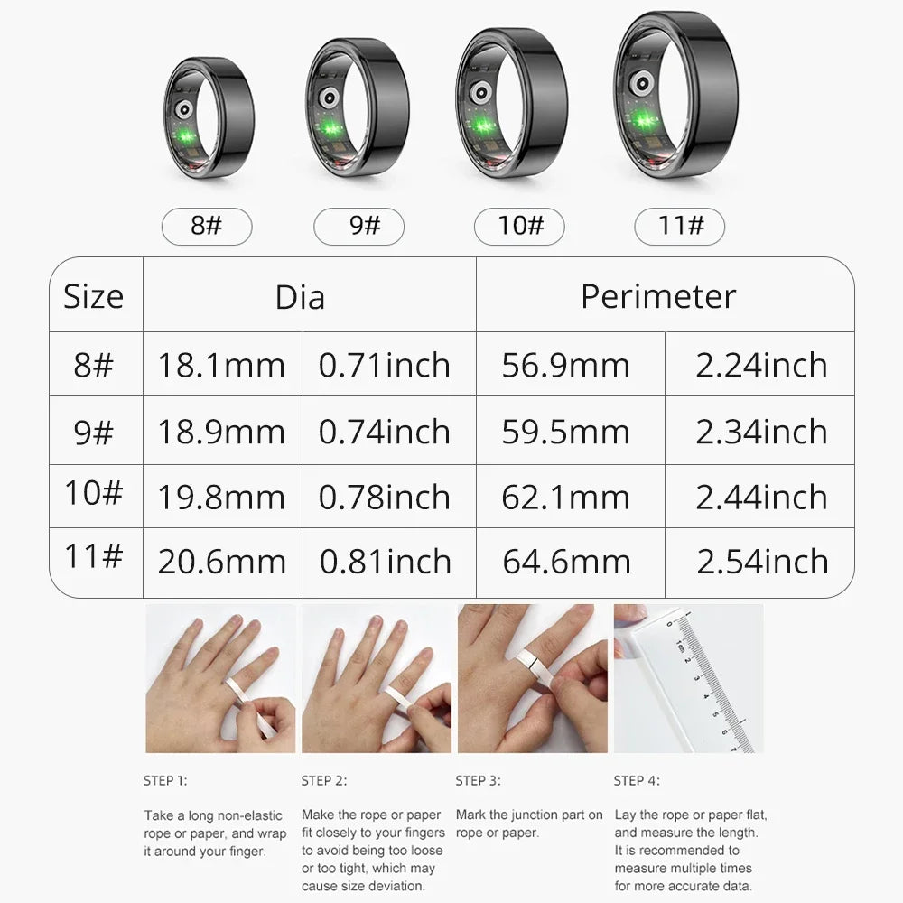 2024 New R02 Smart Ring Military Grade Titanium Steel Shell Health Monitoring IP68 Waterproof Multi-sport Modes Android IOS